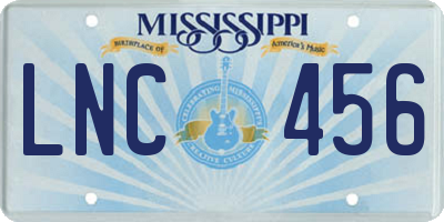 MS license plate LNC456