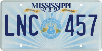 MS license plate LNC457