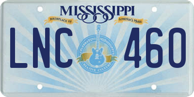 MS license plate LNC460