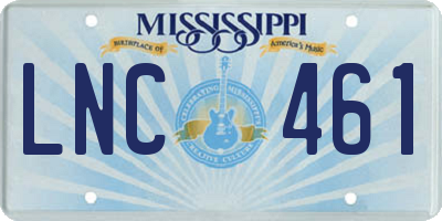 MS license plate LNC461