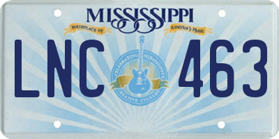 MS license plate LNC463
