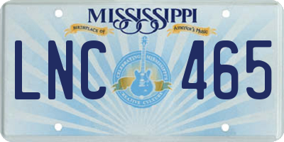 MS license plate LNC465