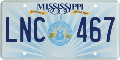 MS license plate LNC467