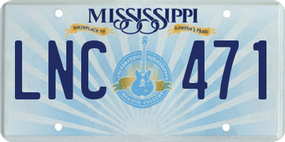 MS license plate LNC471