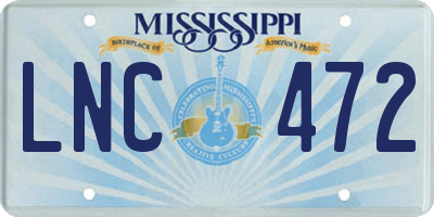MS license plate LNC472
