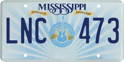 MS license plate LNC473
