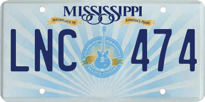MS license plate LNC474