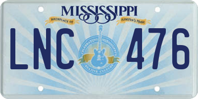 MS license plate LNC476