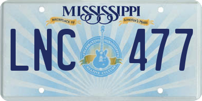 MS license plate LNC477