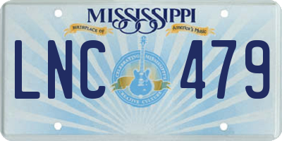 MS license plate LNC479