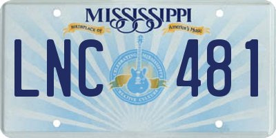 MS license plate LNC481