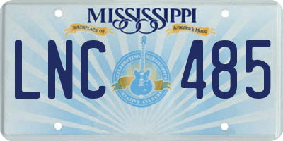 MS license plate LNC485