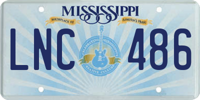 MS license plate LNC486