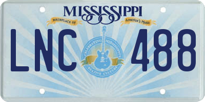 MS license plate LNC488