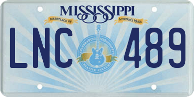 MS license plate LNC489