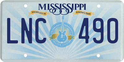 MS license plate LNC490