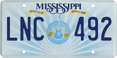 MS license plate LNC492