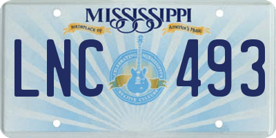 MS license plate LNC493
