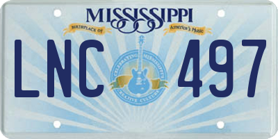 MS license plate LNC497