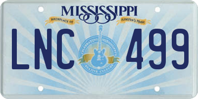MS license plate LNC499