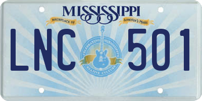 MS license plate LNC501