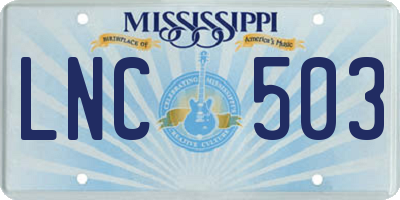 MS license plate LNC503
