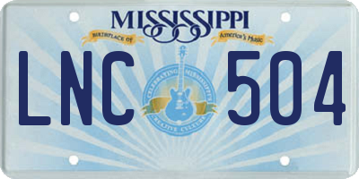 MS license plate LNC504