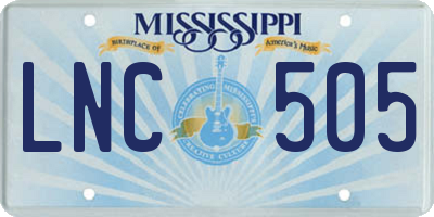 MS license plate LNC505