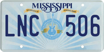 MS license plate LNC506
