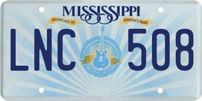 MS license plate LNC508