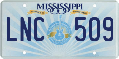 MS license plate LNC509