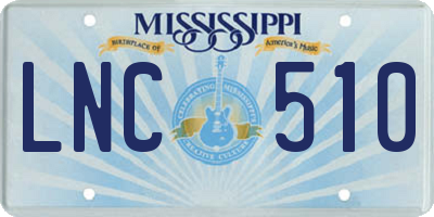MS license plate LNC510
