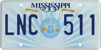 MS license plate LNC511