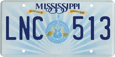 MS license plate LNC513
