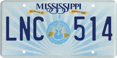 MS license plate LNC514