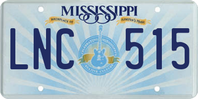 MS license plate LNC515