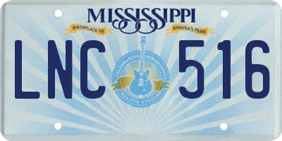 MS license plate LNC516