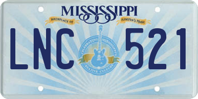 MS license plate LNC521