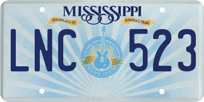 MS license plate LNC523