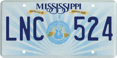 MS license plate LNC524