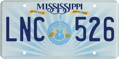 MS license plate LNC526