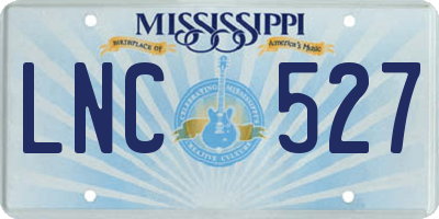 MS license plate LNC527