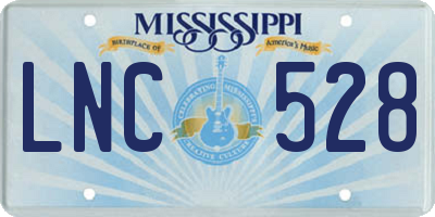 MS license plate LNC528