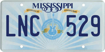 MS license plate LNC529
