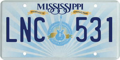 MS license plate LNC531
