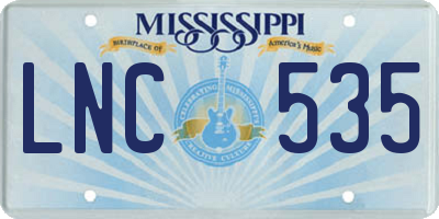 MS license plate LNC535