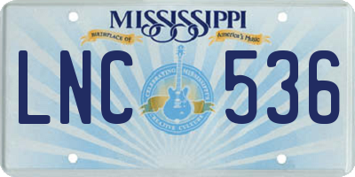 MS license plate LNC536