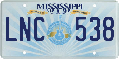 MS license plate LNC538