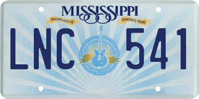 MS license plate LNC541