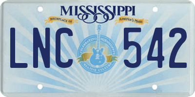 MS license plate LNC542